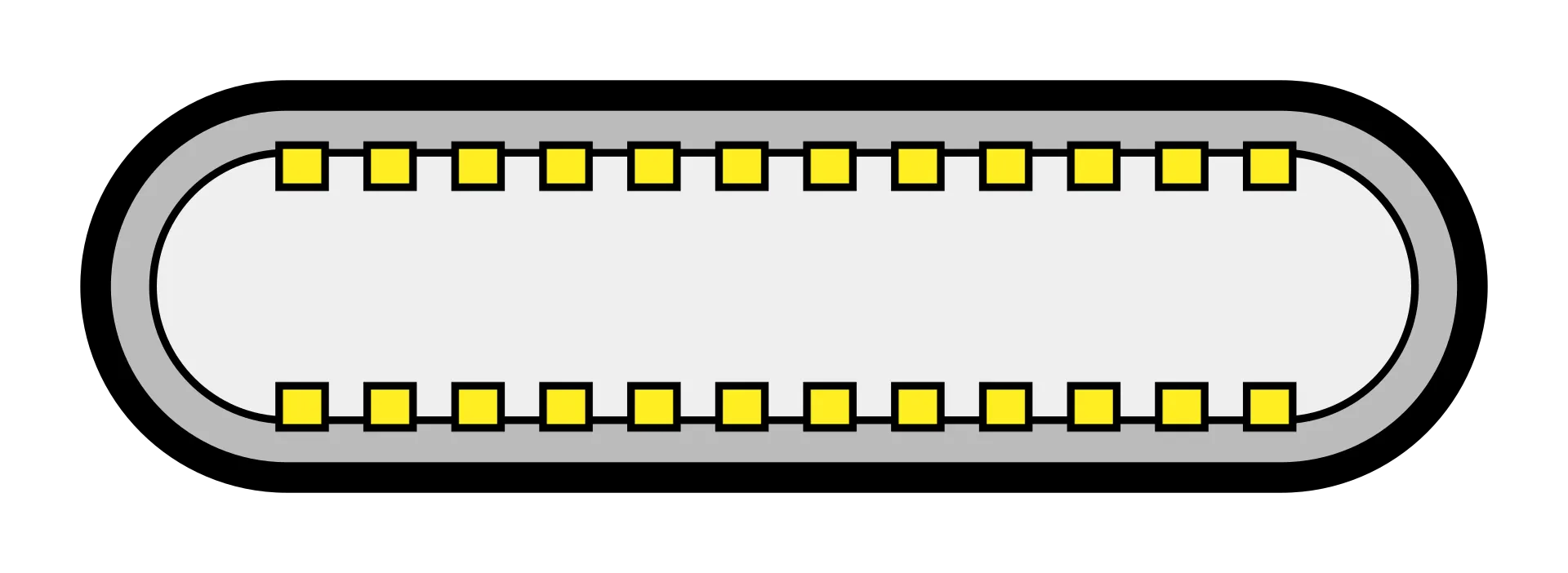 Schematic front view of a reversible 24-contact USB Type-C receptacle