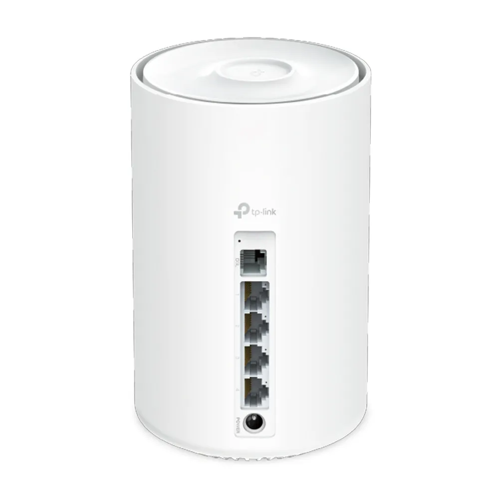 TP-Link Deco X50-DSL rear view showing RJ11 DSL port and 4 gigabit Ethernet ports