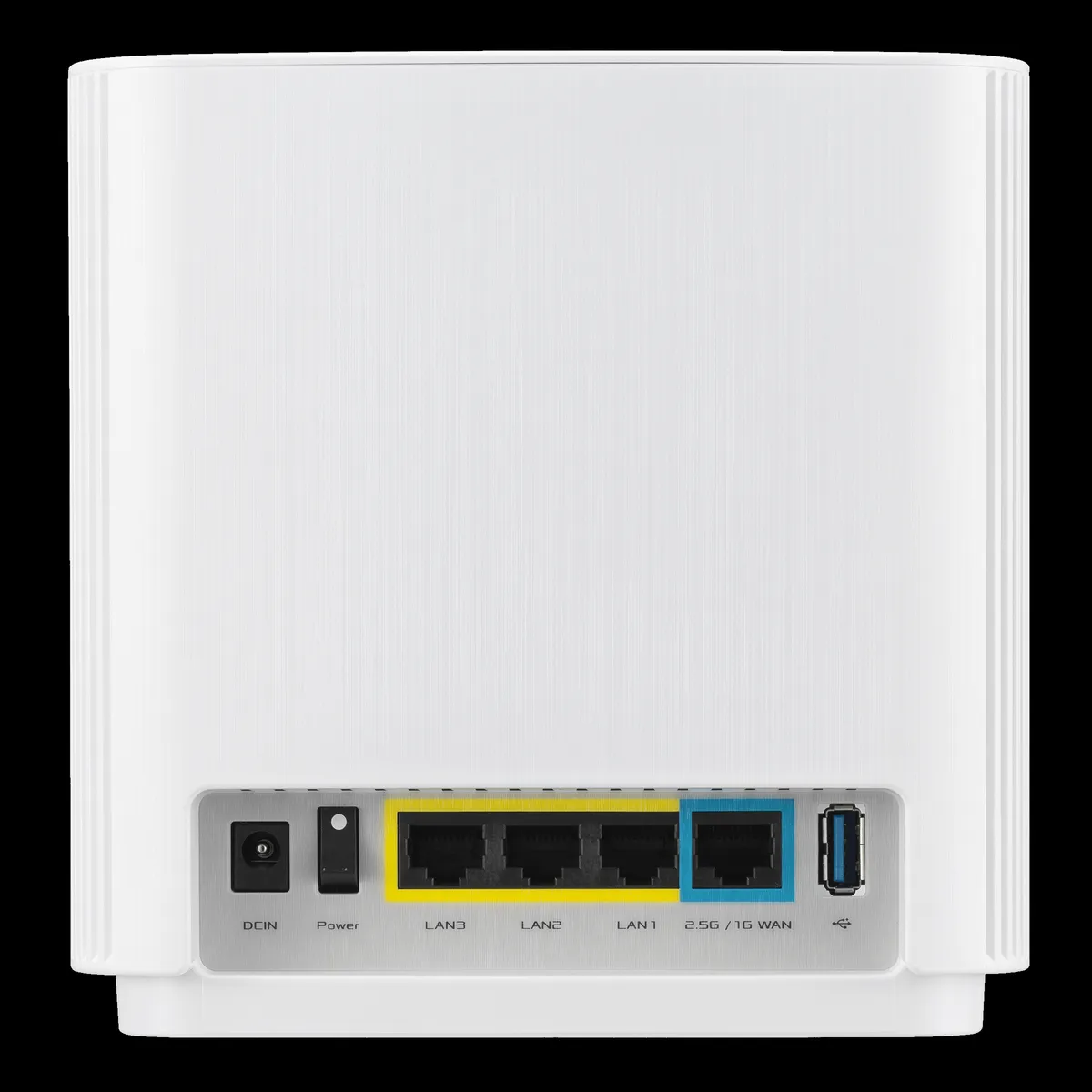 ASUS ZenWiFi XT9 rear ports including 2.5G Ethernet and USB 3.0