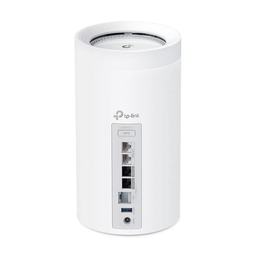 TP-Link Deco BE95 rear port layout showcasing 10G and 2.5G ports