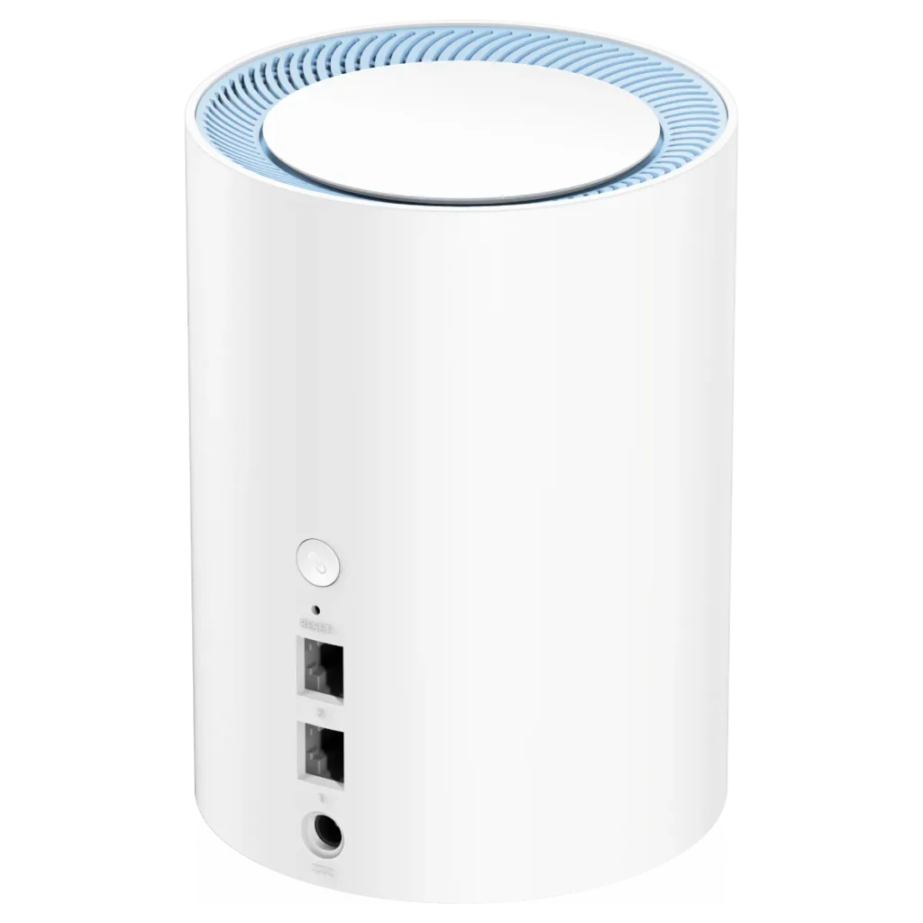 Cudy M1200 rear ports showing dual 10/100 Mbps Ethernet connections