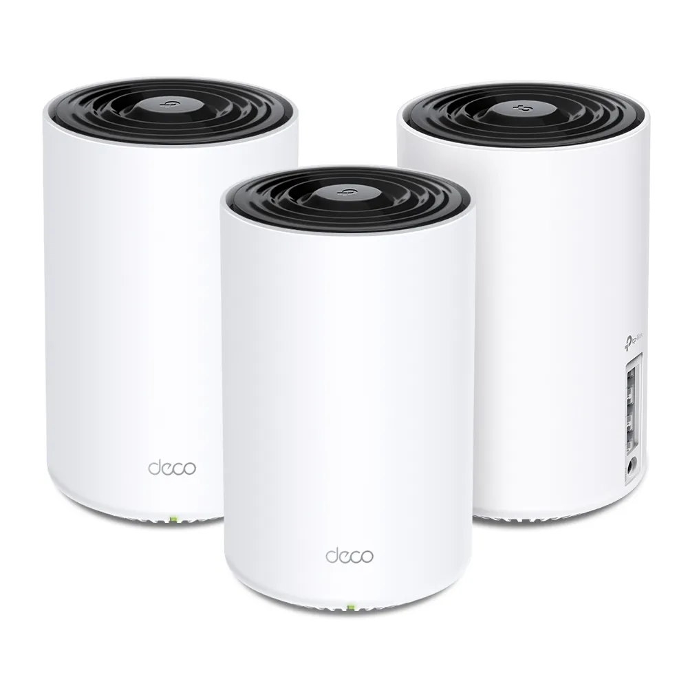 Three TP-Link Deco X75 mesh units