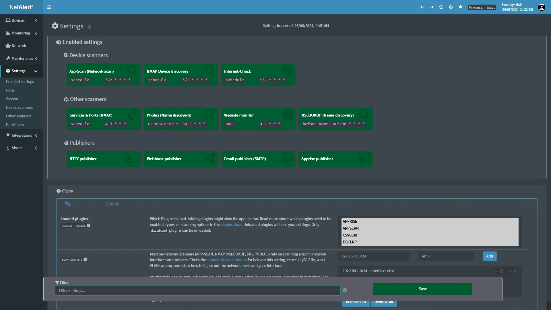 NetAlert X - Settings
