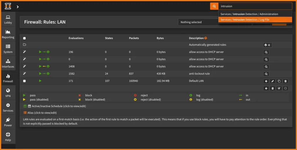 OPNsense gateway management interface