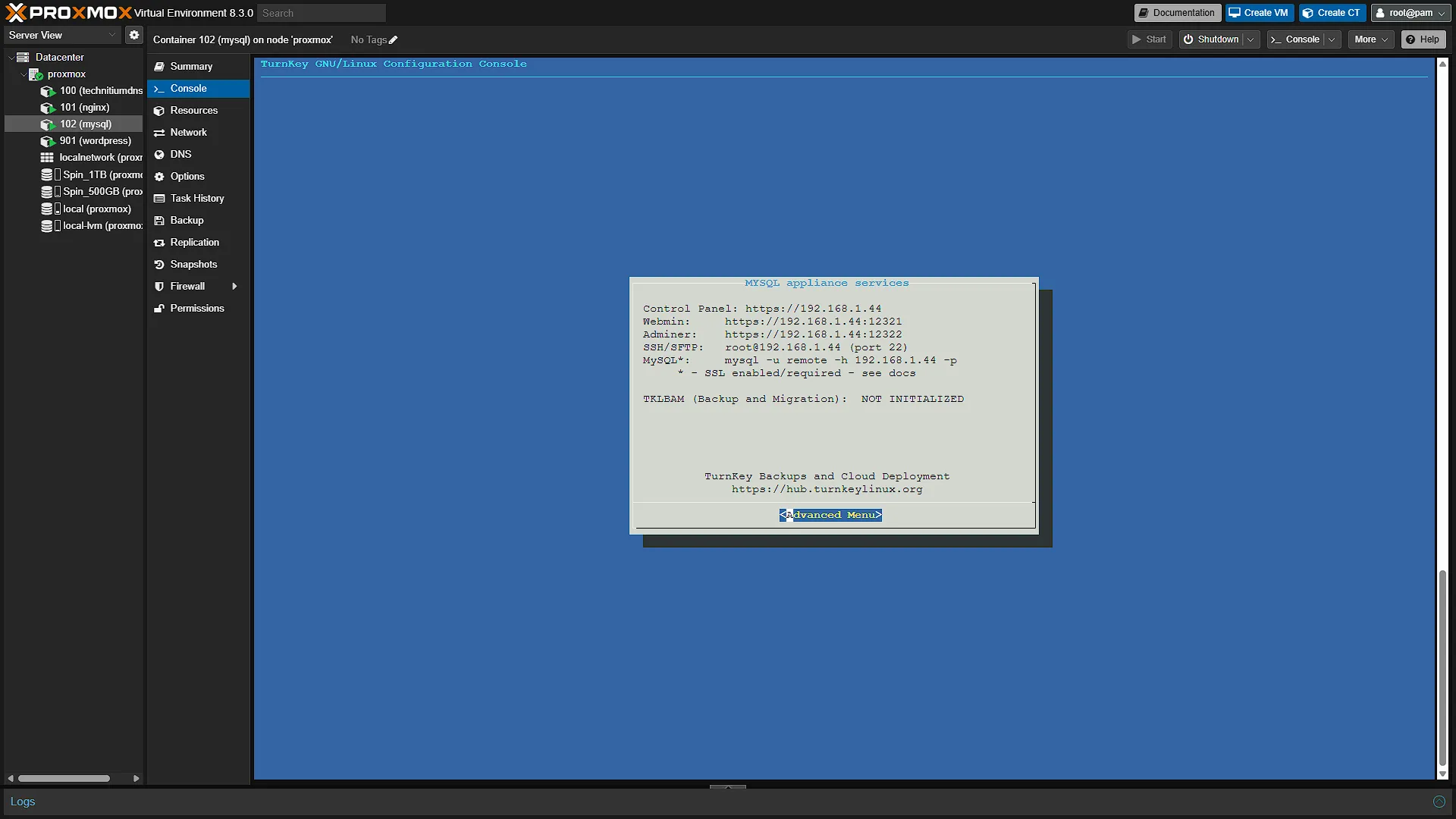 Configure MySQL CT - 9 INformation