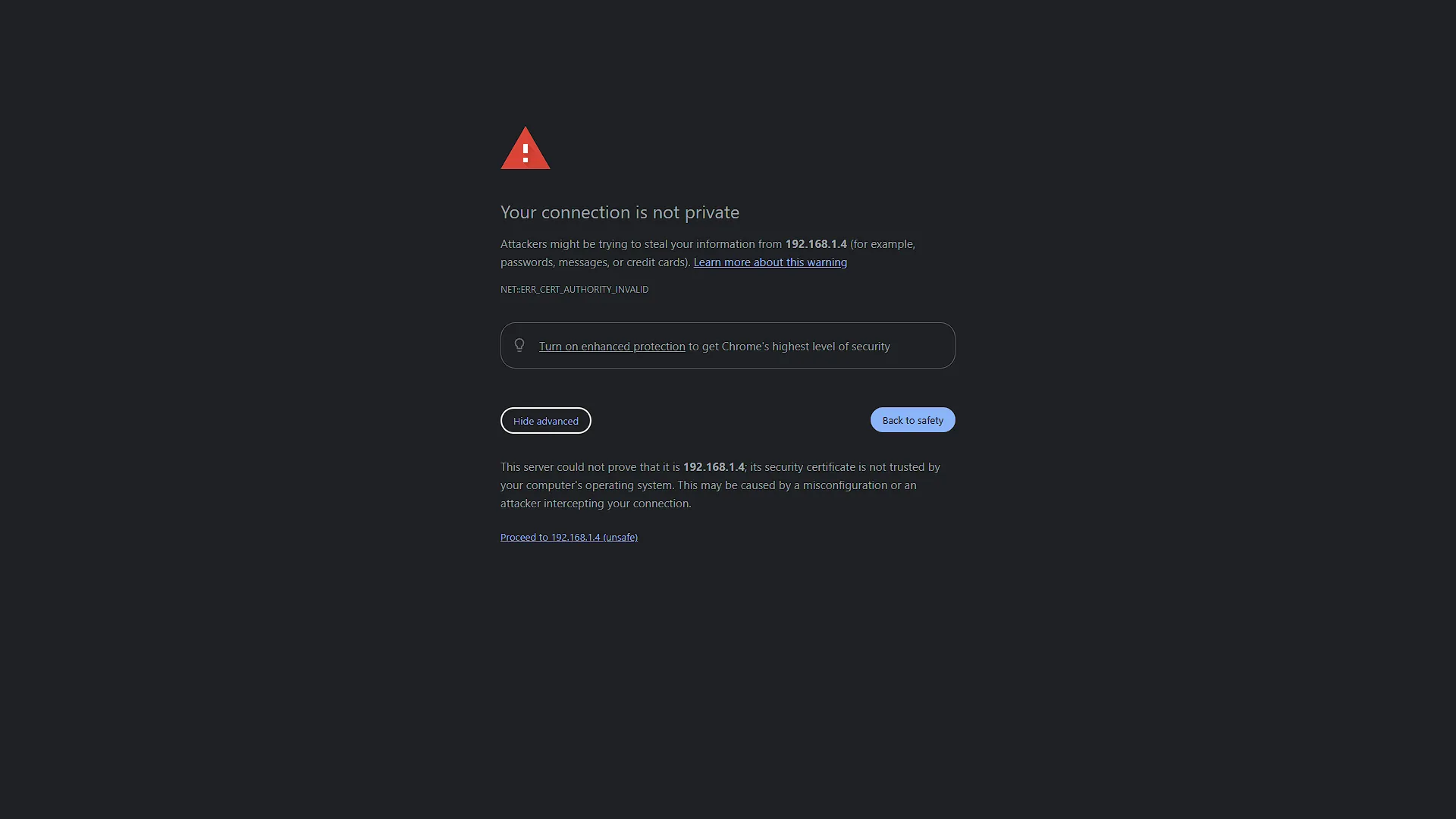 Configure NGINX Container - 9 - Certificate Warning