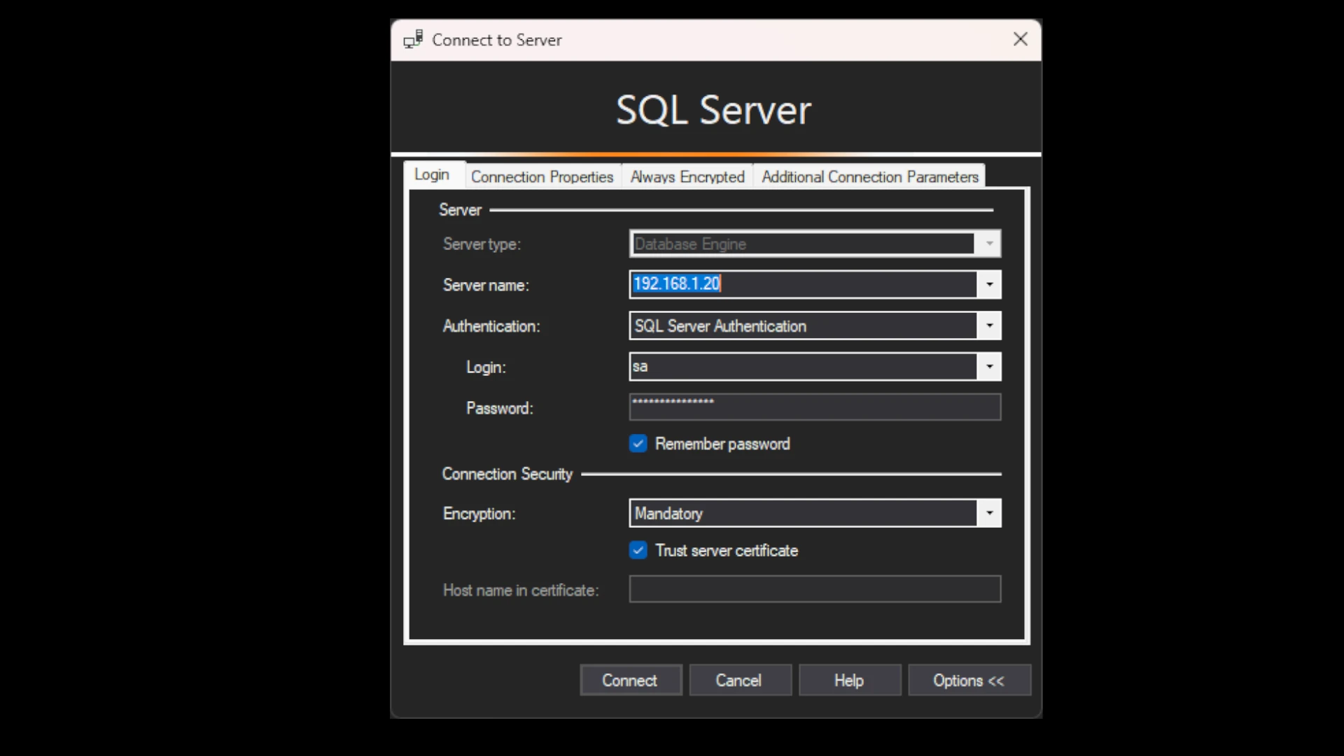 Configure SQL Server - 3 Connect to server