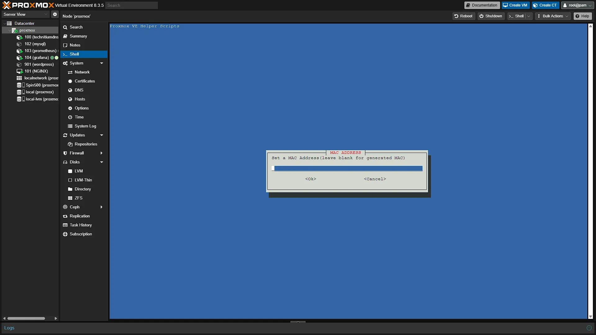 Install Docker LXC - 23 - Mac Address