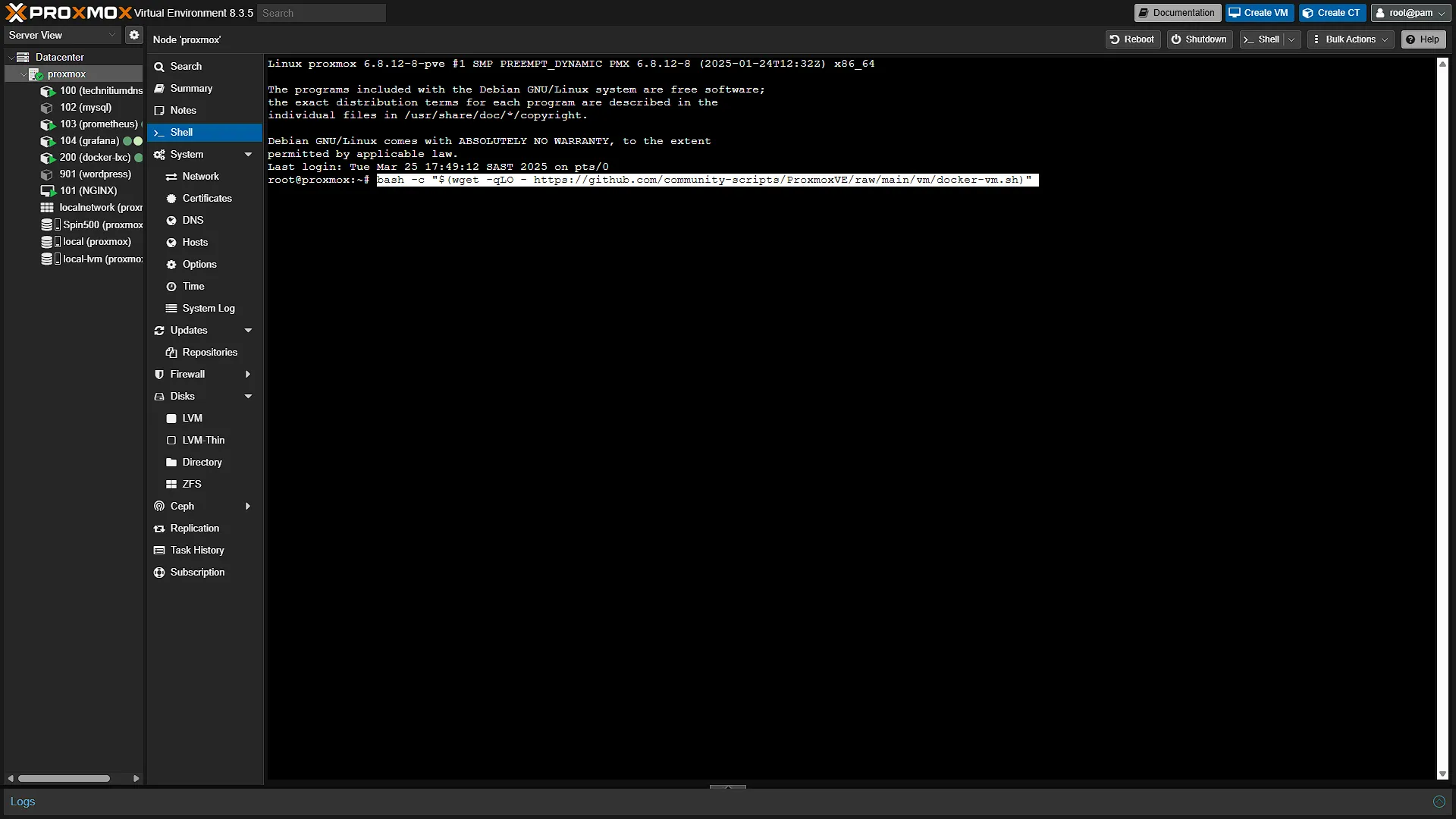 Install Docker VM - 1 - Command