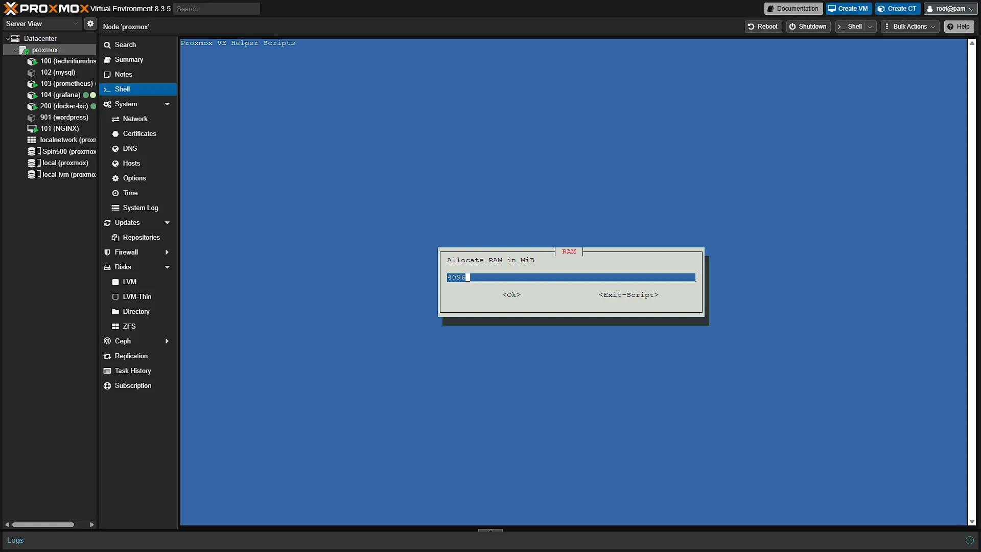 Install Docker VM - 10 - RAM