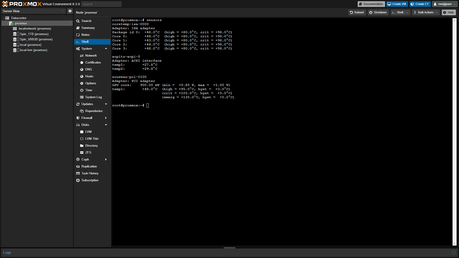 Sensors 3 - Display of temps