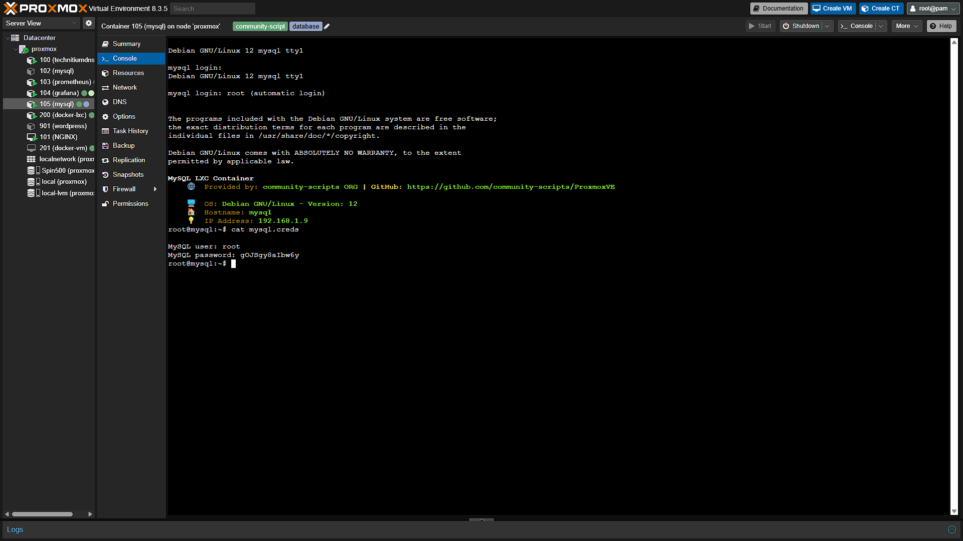 Setup MySQL - 0 - Get Login Details