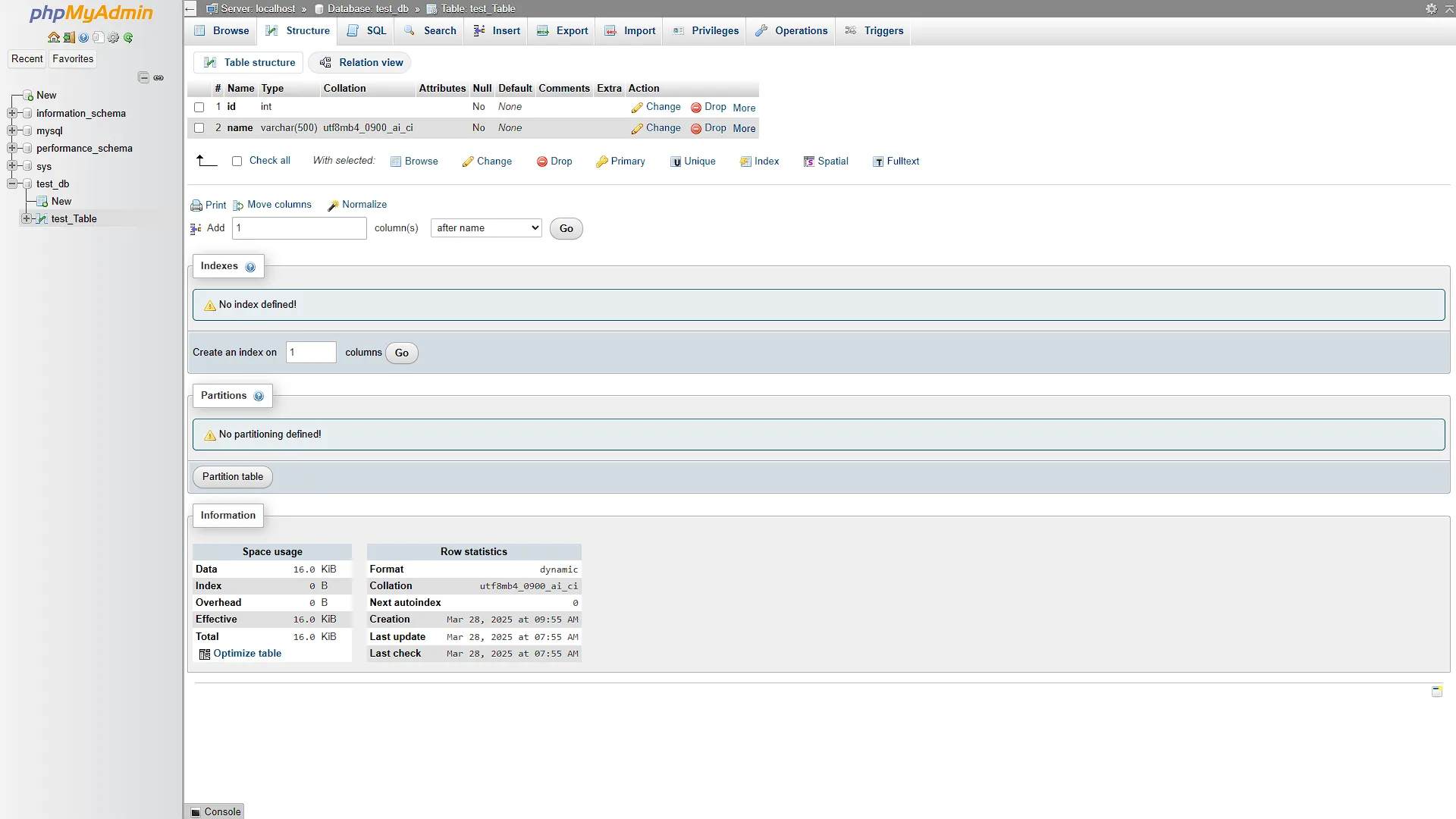 Setup MySQL - 7 - PHPMA - Database Created