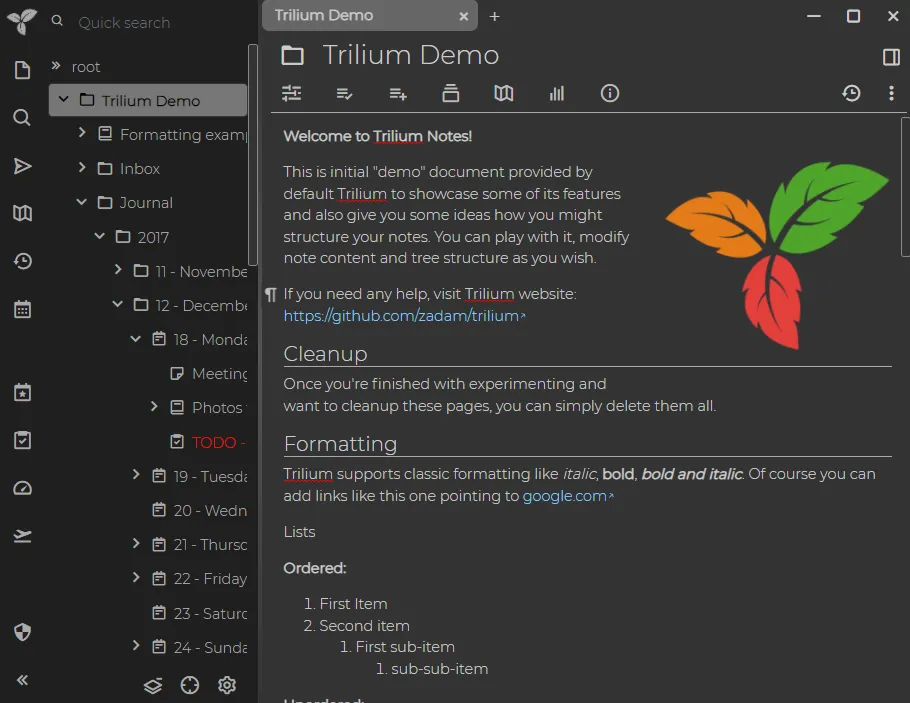 TriliumNext Screenshot 2