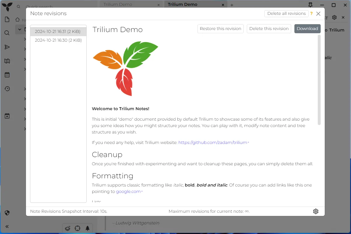TriliumNext Screenshot 9