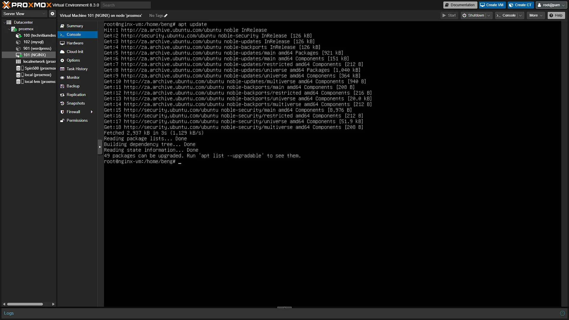 VM Update - 3 - apt update
