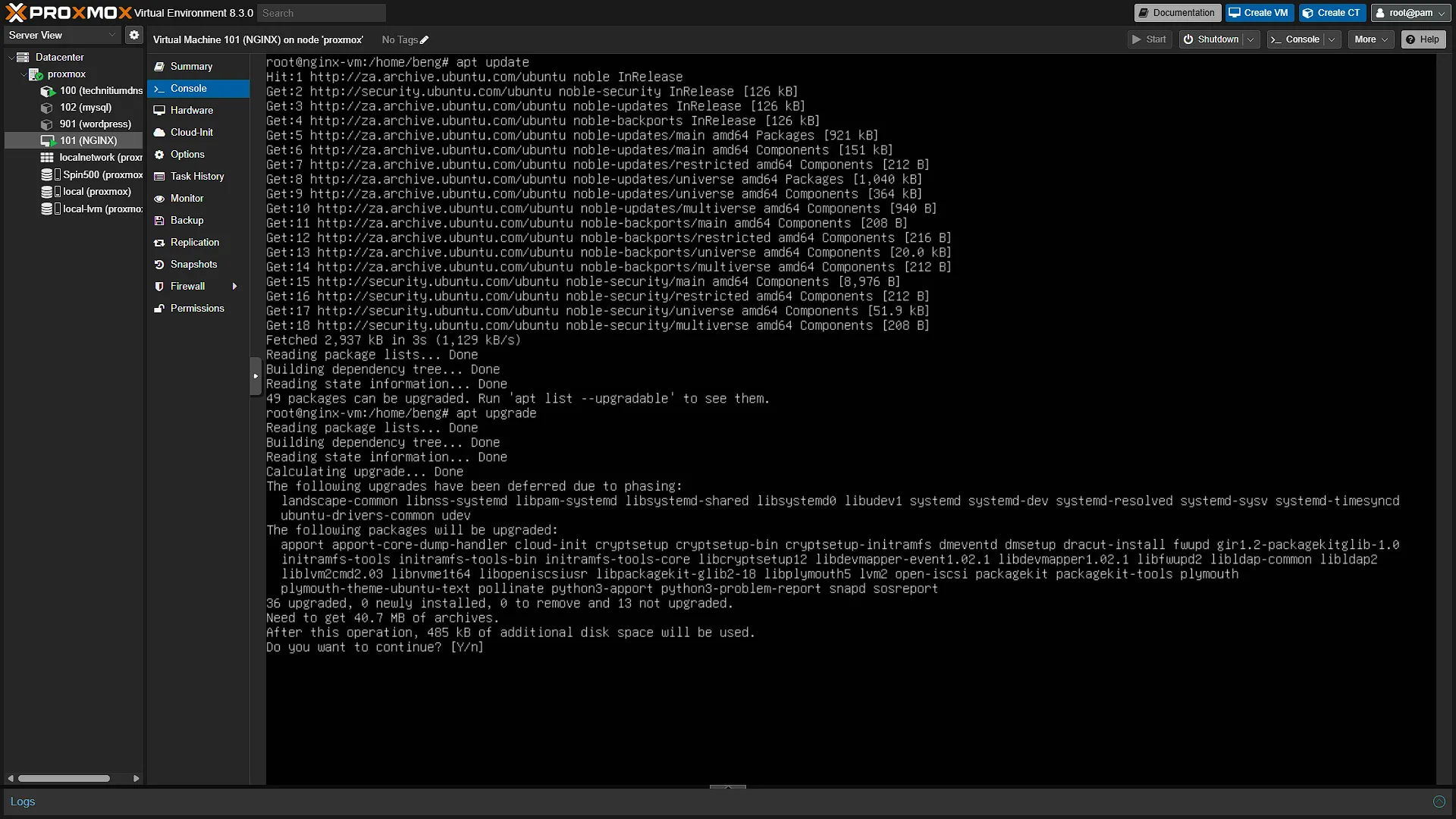 VM Update - 4 - Upgrade confirm