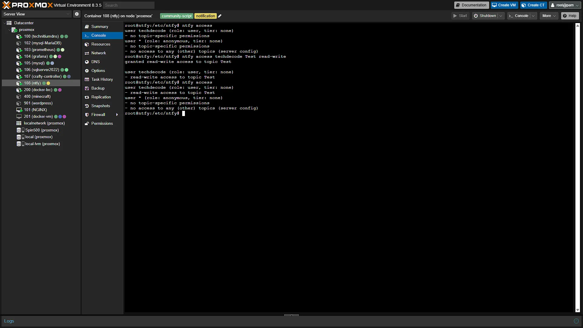 Configure ntfy - 13 - check access with access