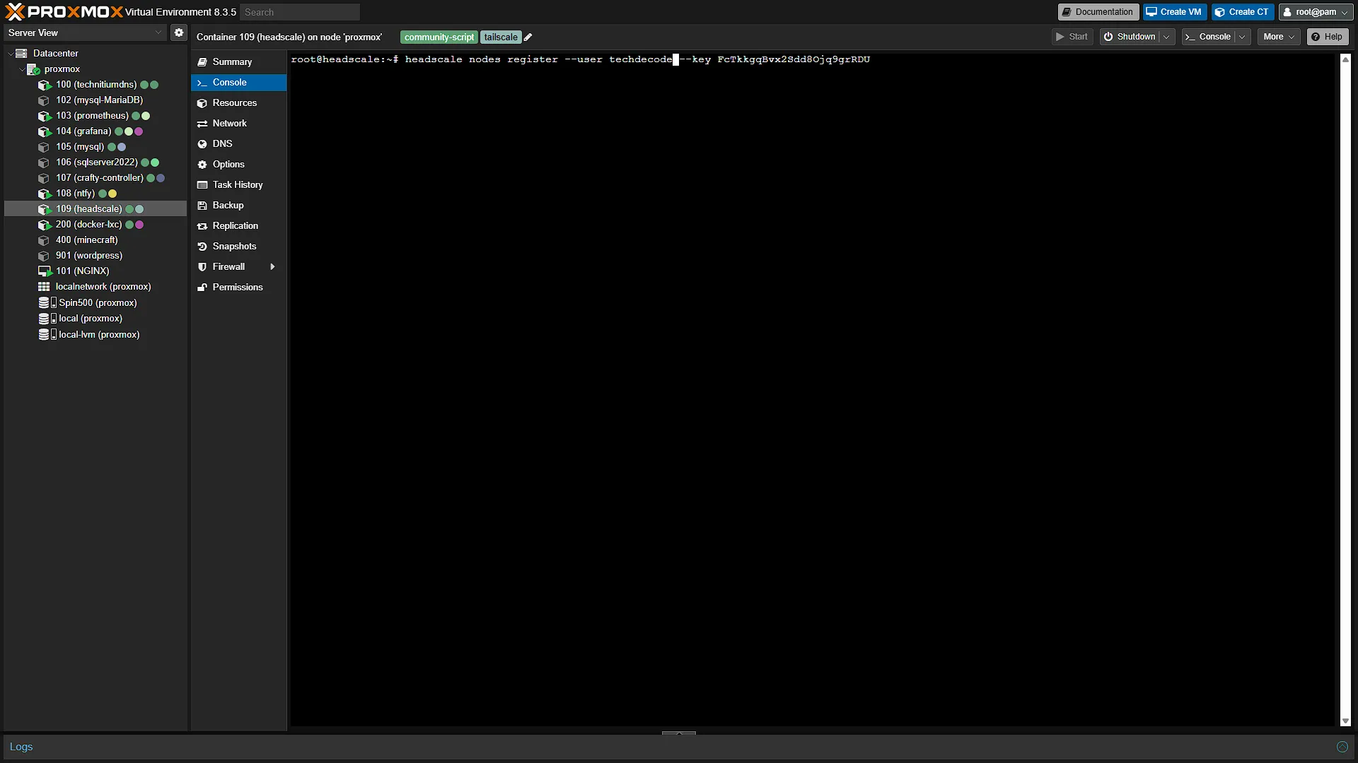 Headscale Run Command