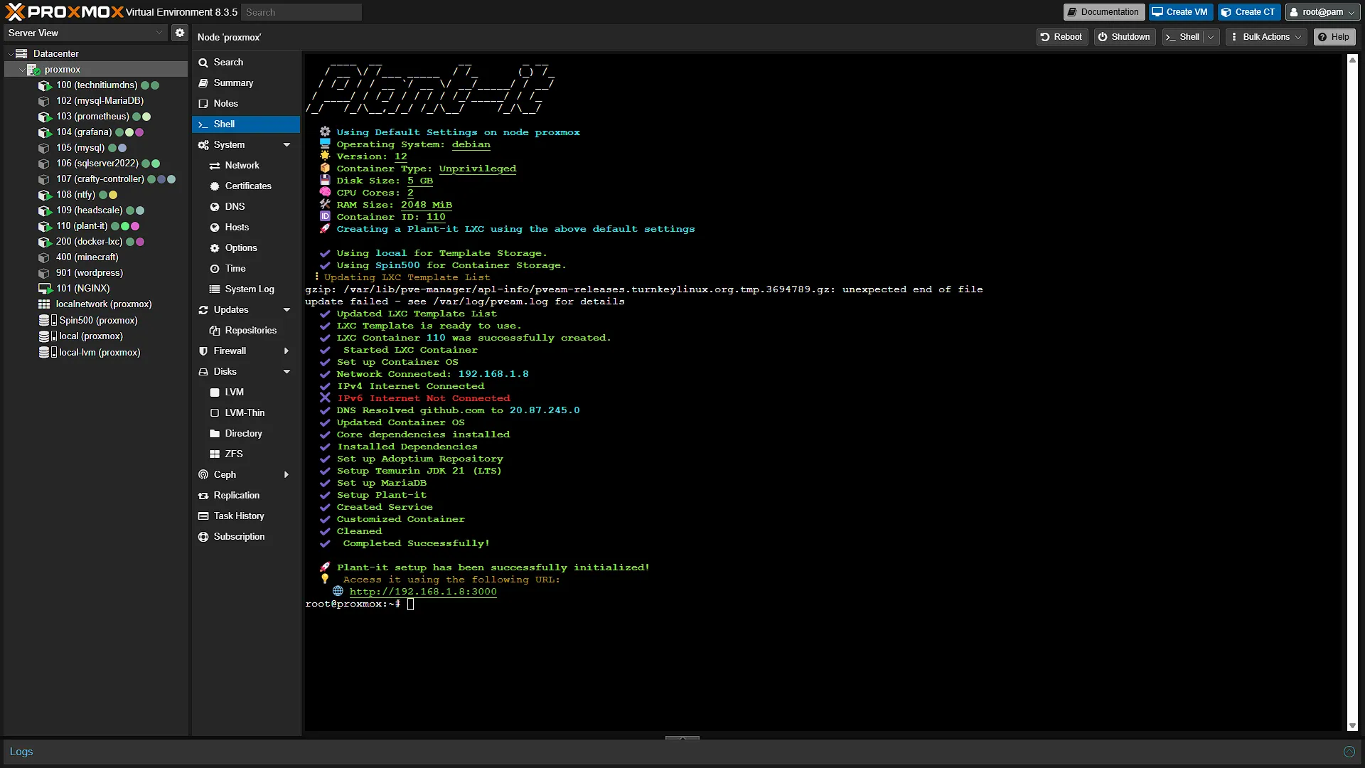 Install Plant-it - 8 - Install Done
