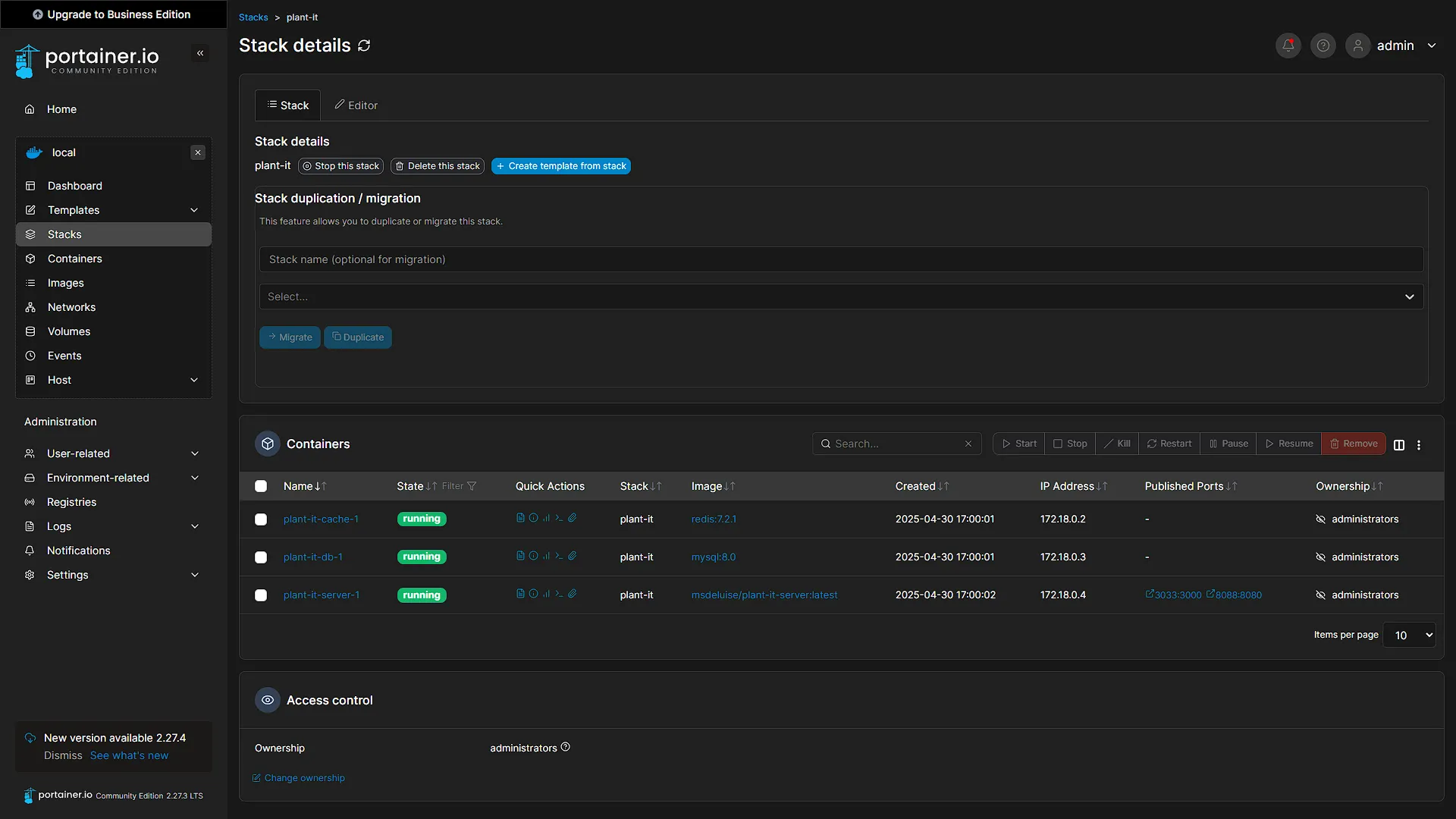 Plant-it Portainer - 11 - View Stack