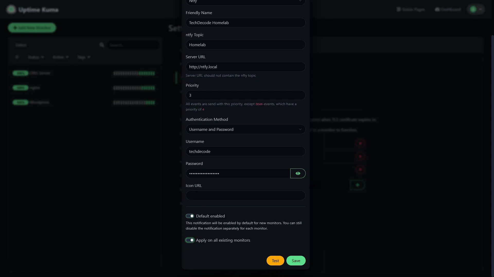 Set Up Uptime Kuma - 10 - add ntfy notifications