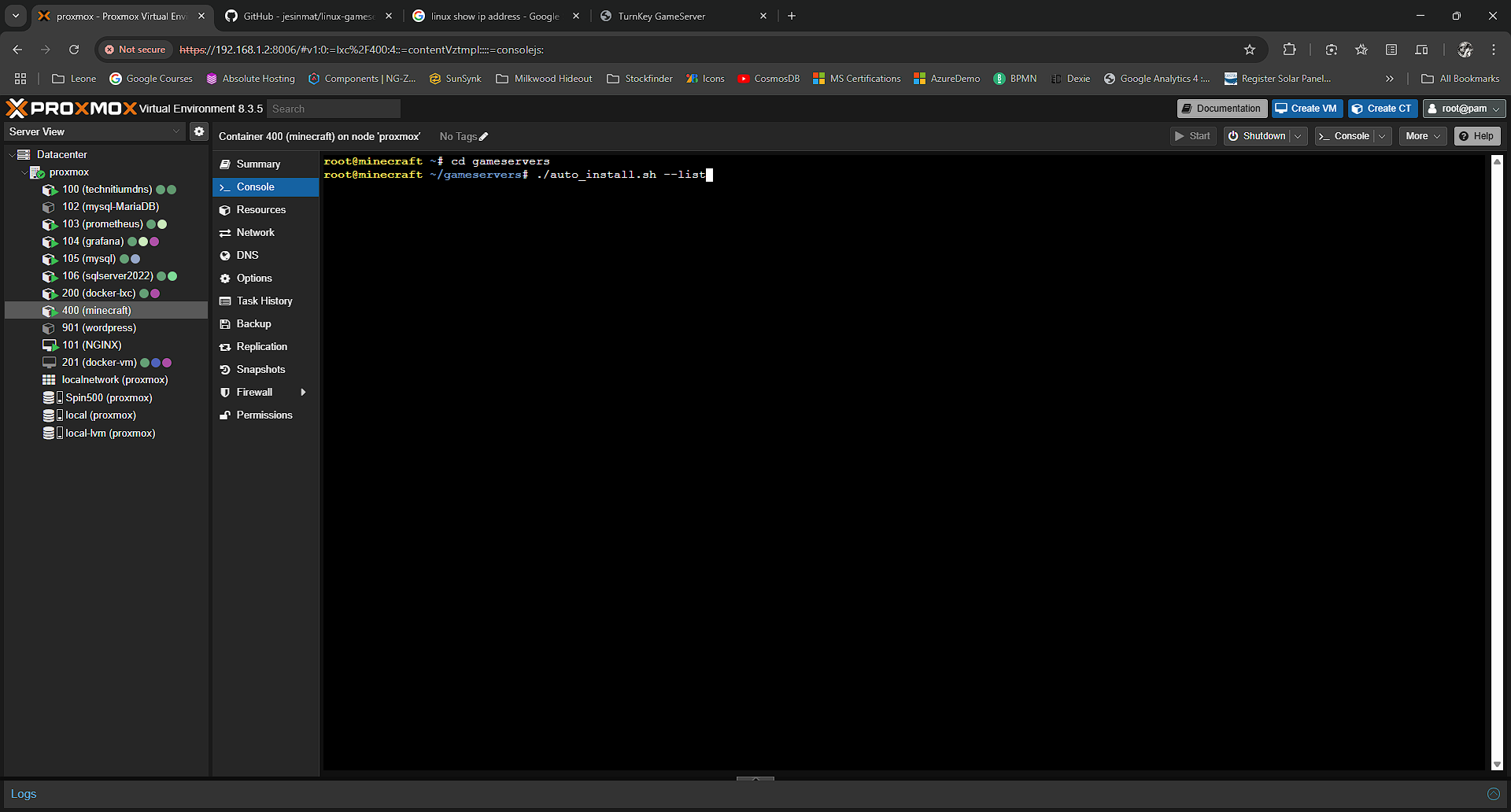 Setup Gameserver - 8 - Game List