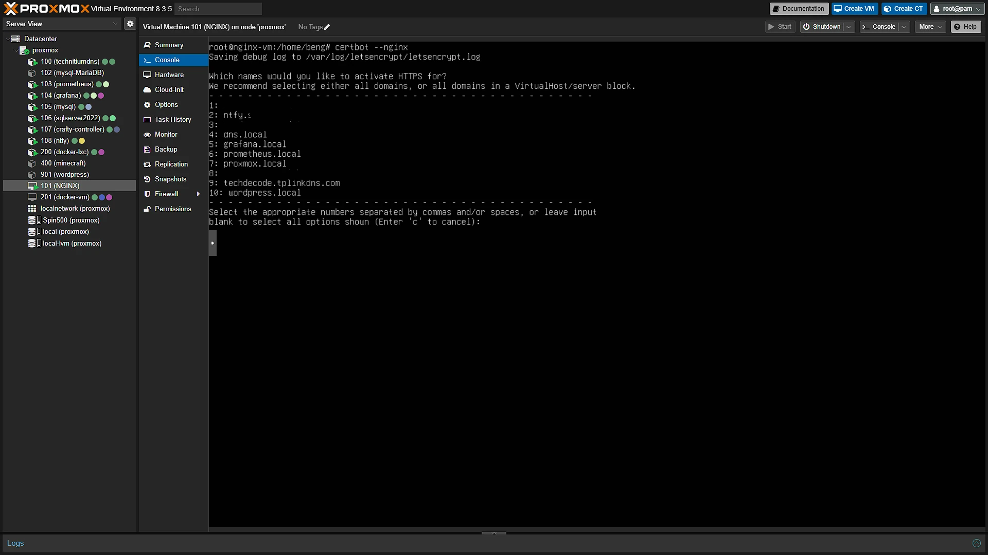 ntfy ssl - 4 - site list