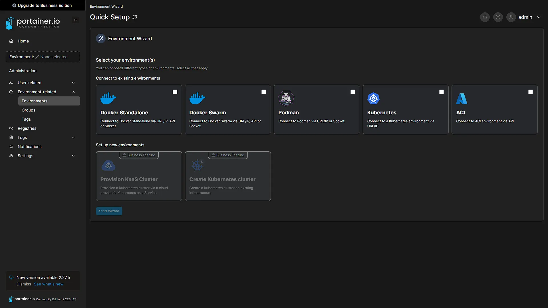 Immich Install Portainer - 2 - Environments Add New