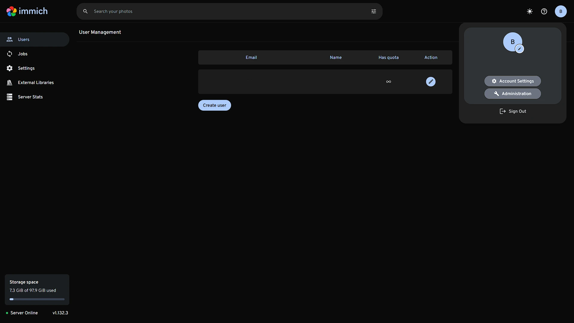 Immich New User - 1 - Menu