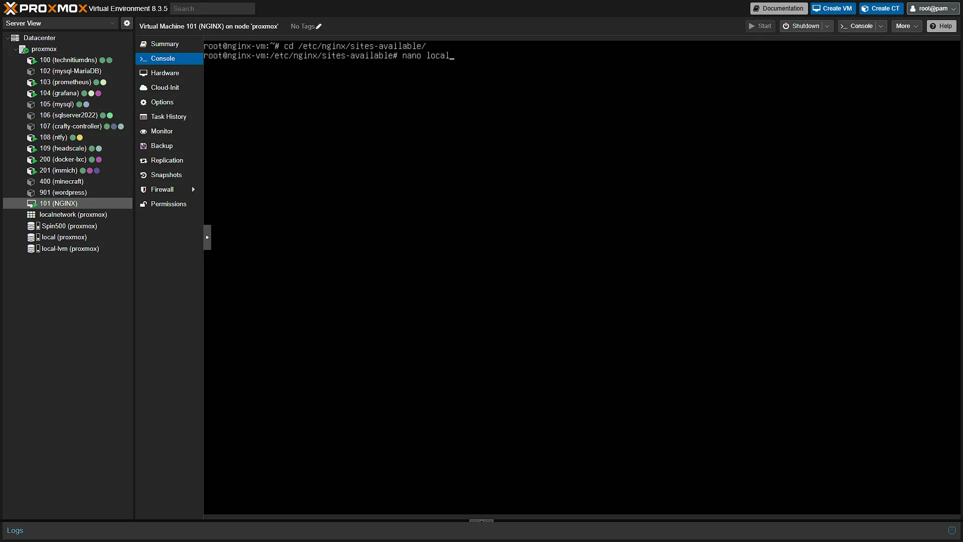 Immich Setup nginx - 2 - Create File