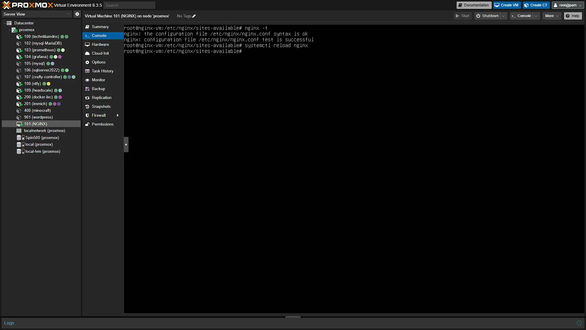 Immich Setup nginx - 6 - Reload
