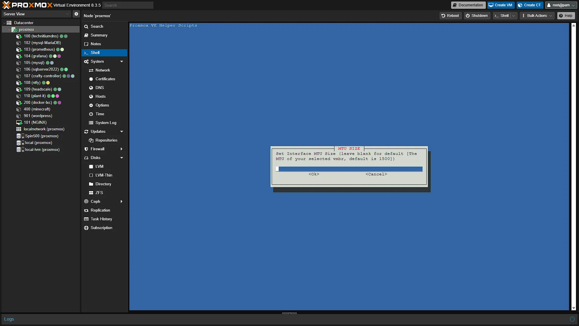 Install Docker LXC for Immich - 17 - MTU Size