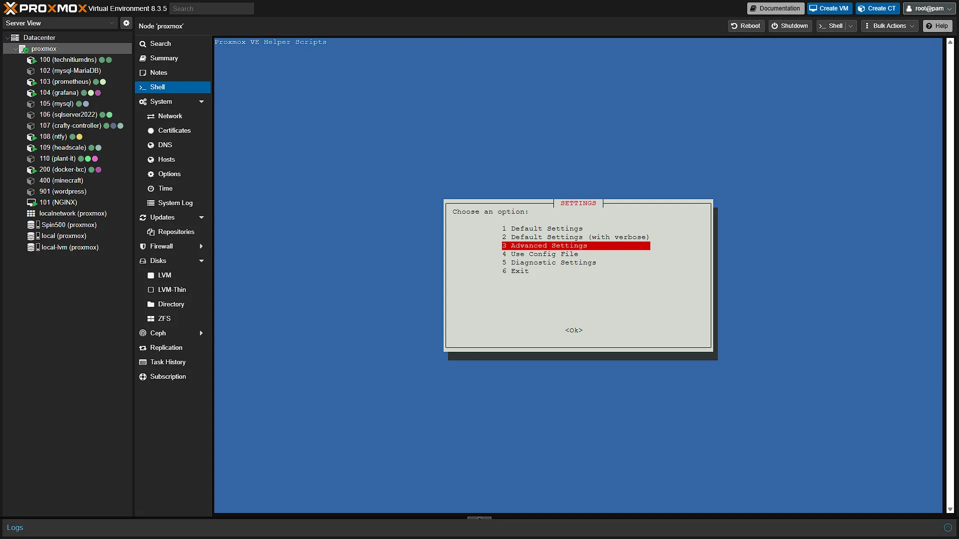 Install Docker LXC for Immich - 3 - Settings