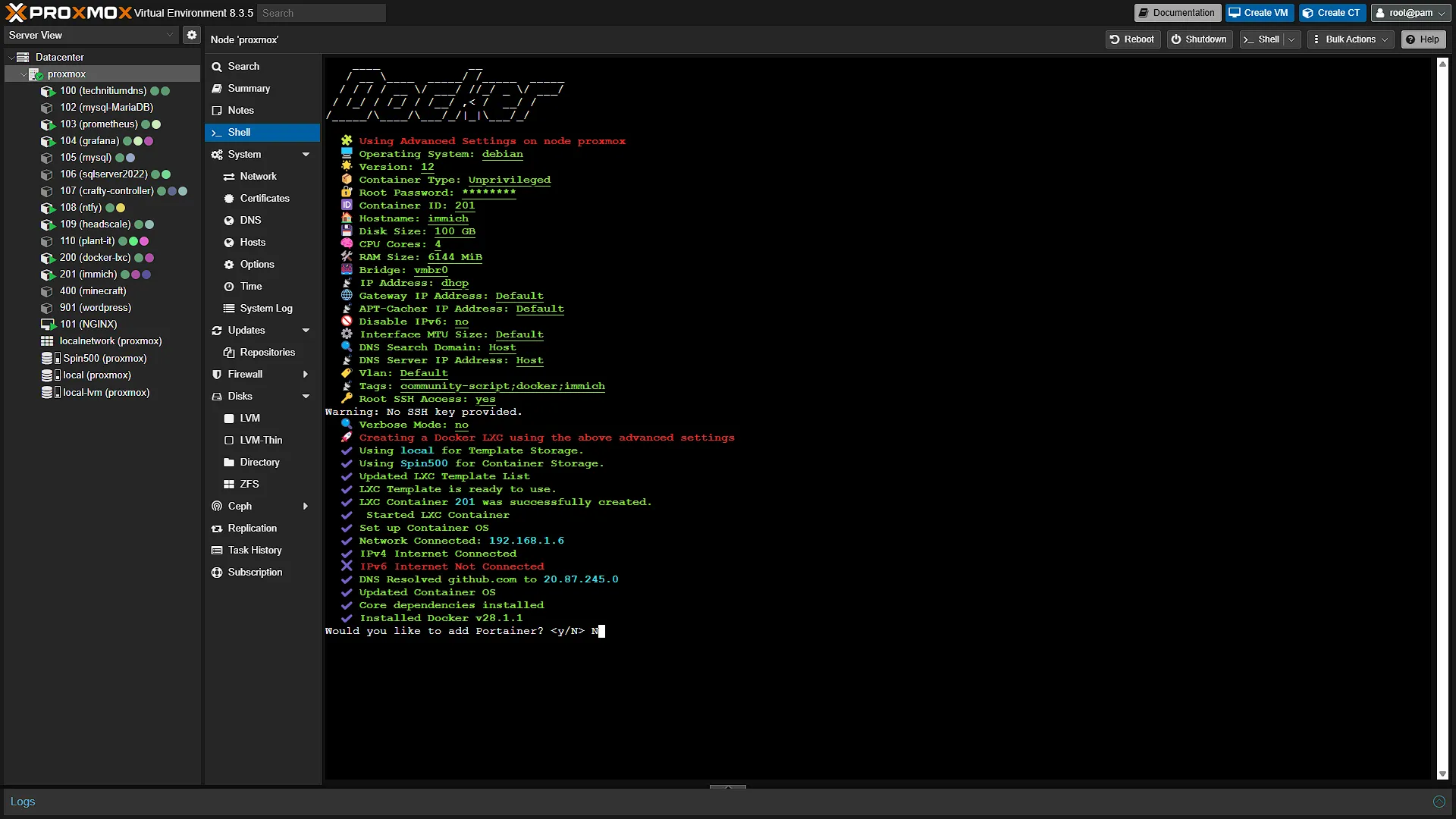 Install Docker LXC for Immich - 30 - Portainer