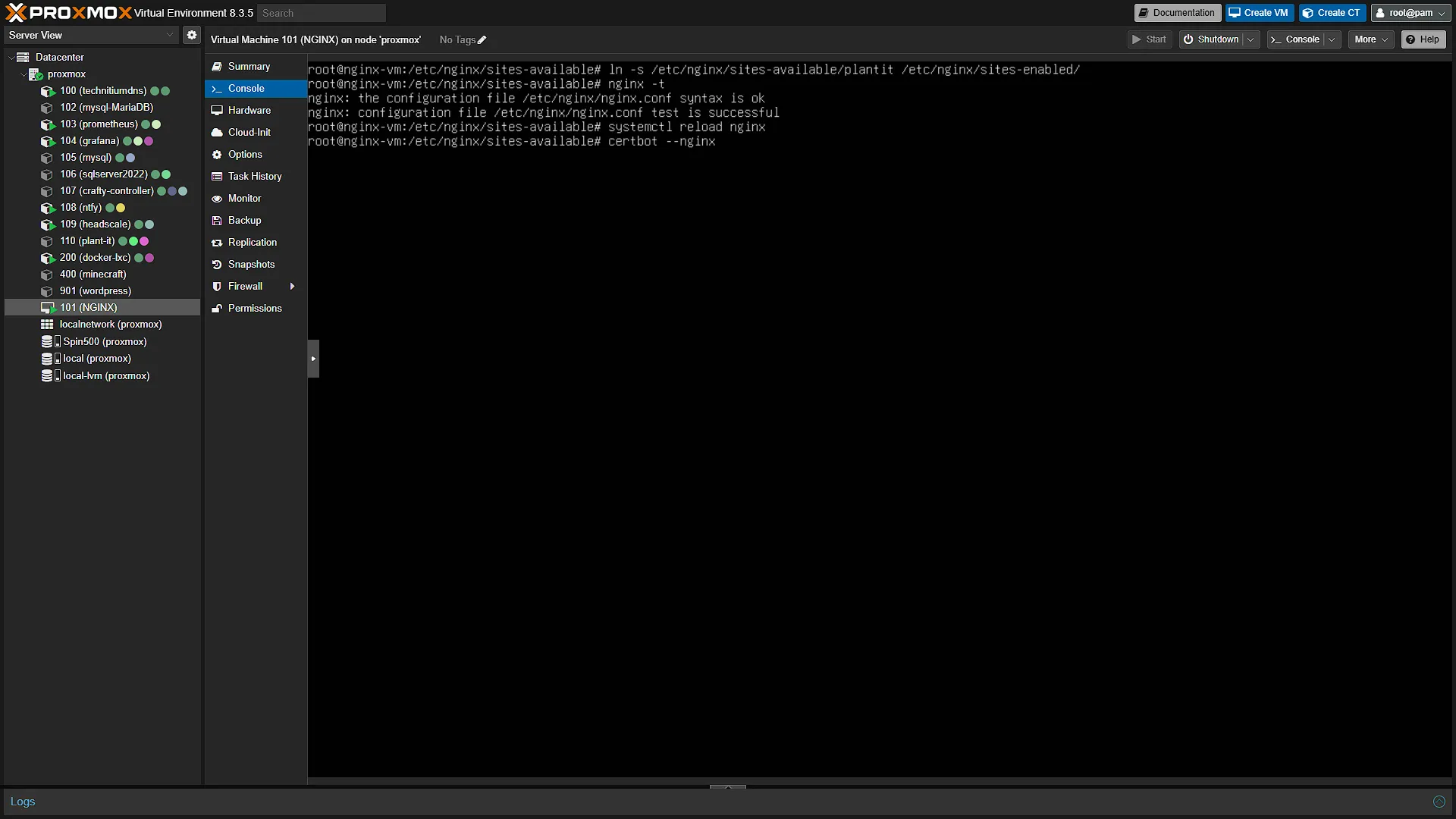 Plant-it access - 6 - Certbot command