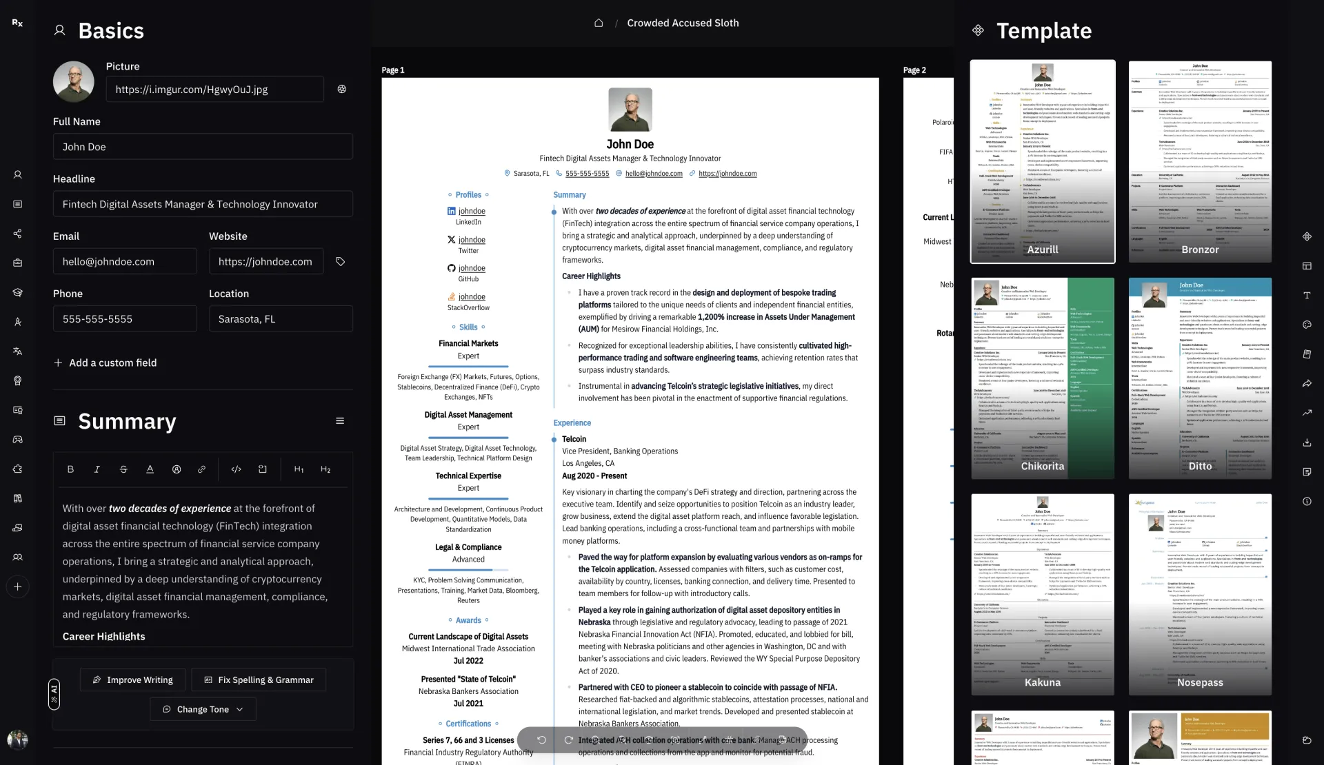 Reactive Resume Screenshot