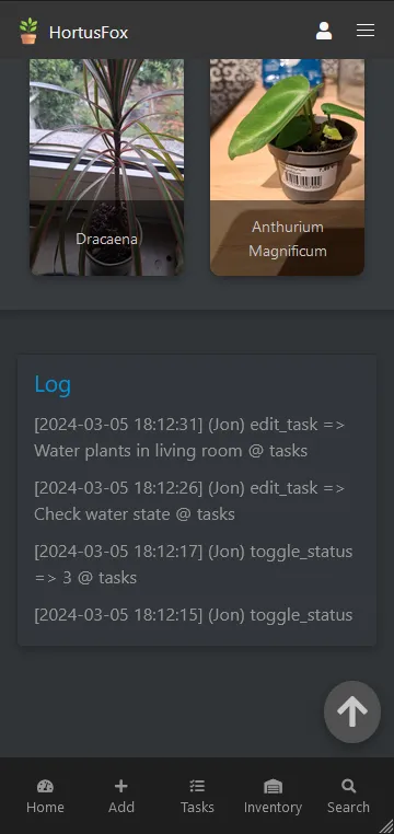 HortusFox Screenshot Log
