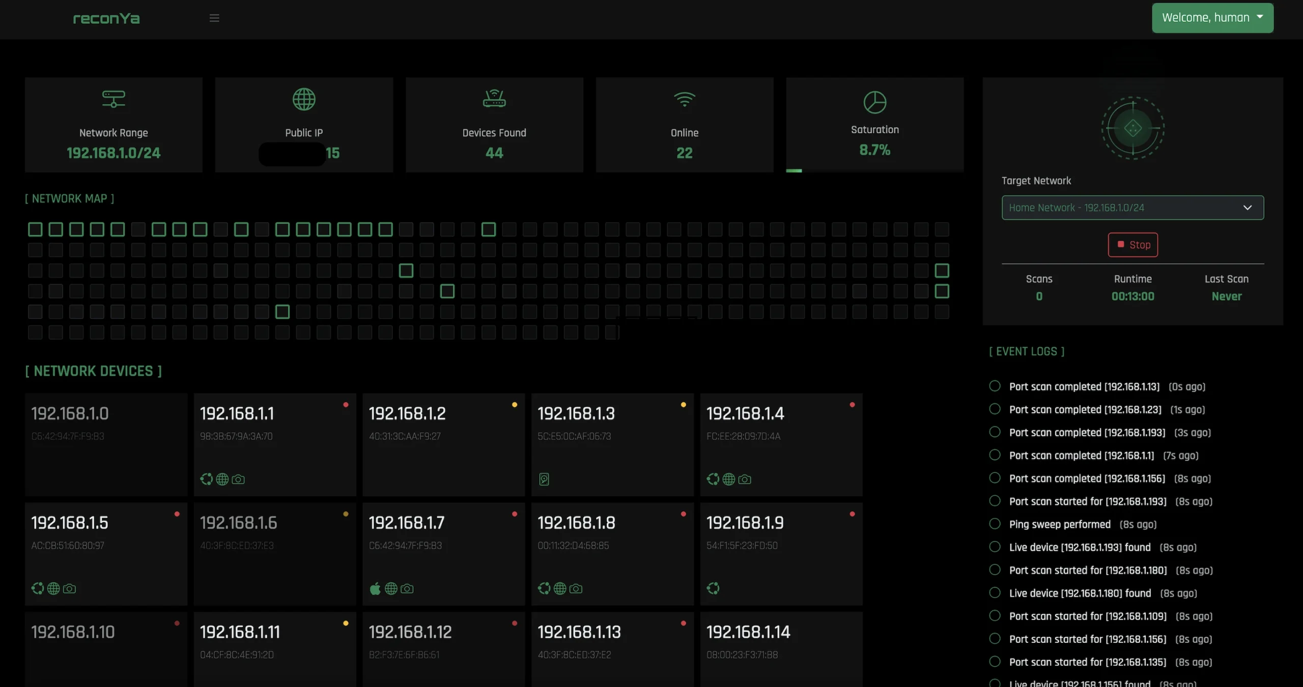 Reconya Dashboard